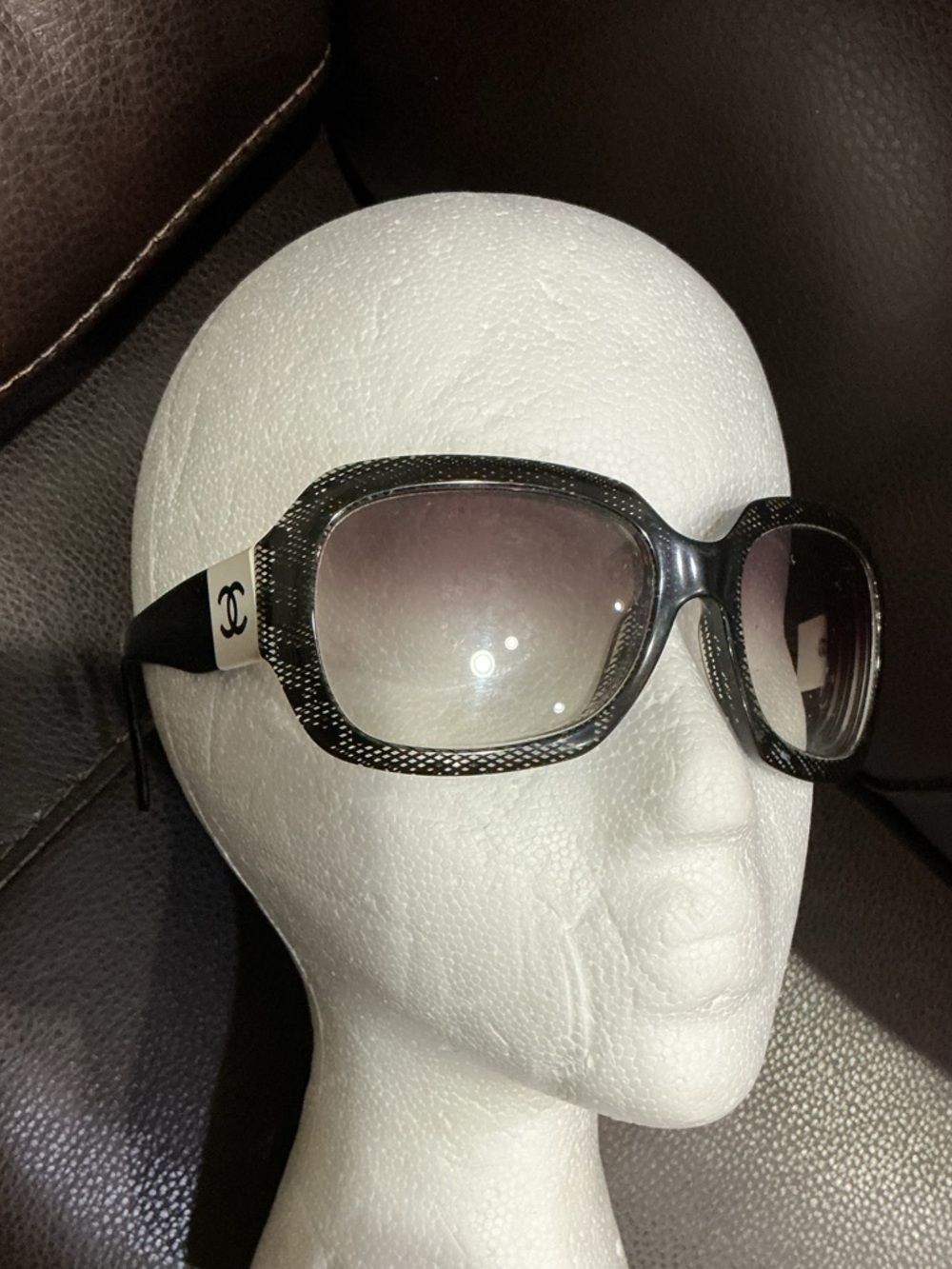 CHANEL Black/White Crystal Square Eyeglasses Frames 5146